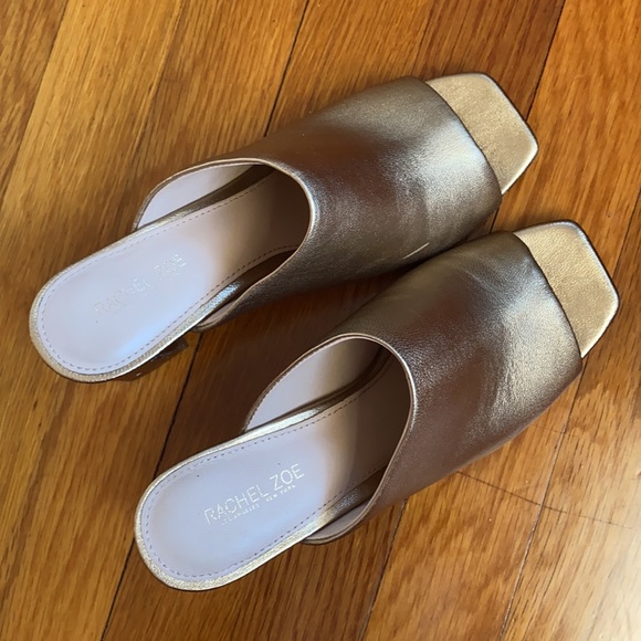 Rachel Zoe Gold Mika Metallic Leather Block Heel Mules women’s size 6.5 - Picture 7 of 16